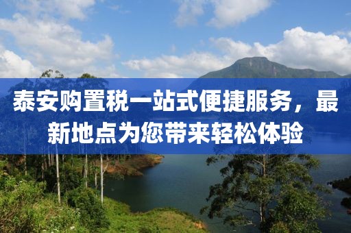 泰安購置稅一站式便捷服務，最新地點為您帶來輕松體驗