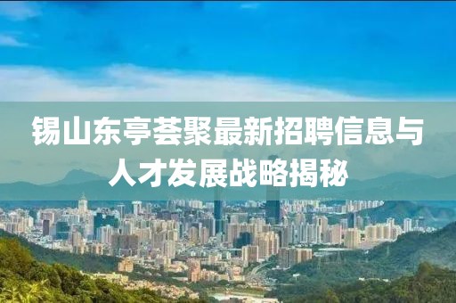 錫山東亭薈聚最新招聘信息與人才發(fā)展戰(zhàn)略揭秘