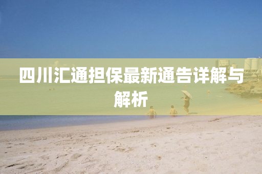 四川匯通擔(dān)保最新通告詳解與解析