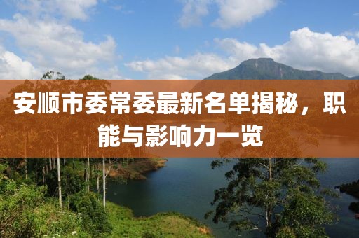 安順市委常委最新名單揭秘，職能與影響力一覽