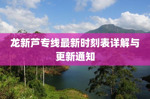 龍新蘆專線最新時刻表詳解與更新通知