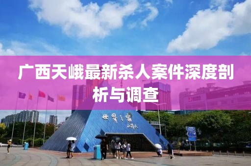 廣西天峨最新殺人案件深度剖析與調(diào)查