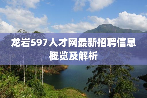 龍巖597人才網(wǎng)最新招聘信息概覽及解析