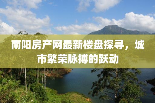 南陽房產(chǎn)網(wǎng)最新樓盤探尋，城市繁榮脈搏的躍動