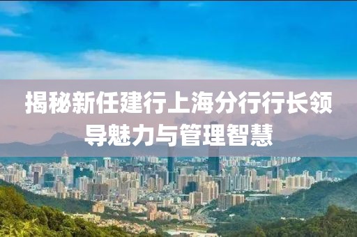 揭秘新任建行上海分行行長(zhǎng)領(lǐng)導(dǎo)魅力與管理智慧