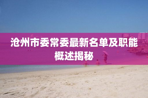 滄州市委常委最新名單及職能概述揭秘