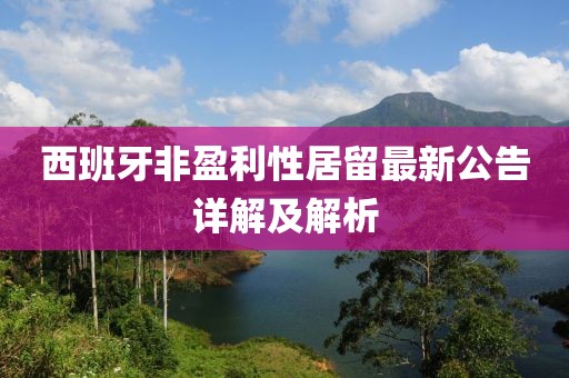 西班牙非盈利性居留最新公告詳解及解析