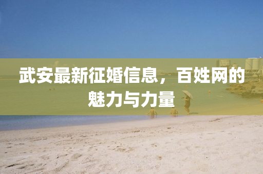 武安最新征婚信息，百姓網(wǎng)的魅力與力量